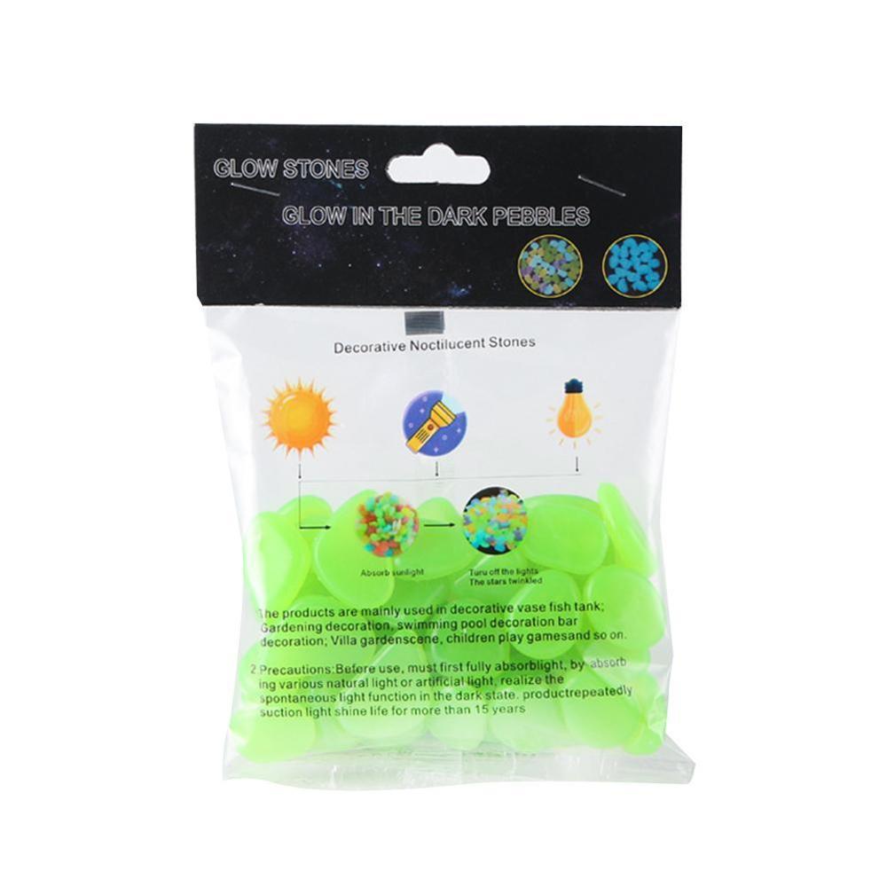 Trädgårdsinredning självlysande stenar lyser i mörkt dekorativa småstenar tankdekoration akvariumblandning fisksten utomhusstenar färg: Grön