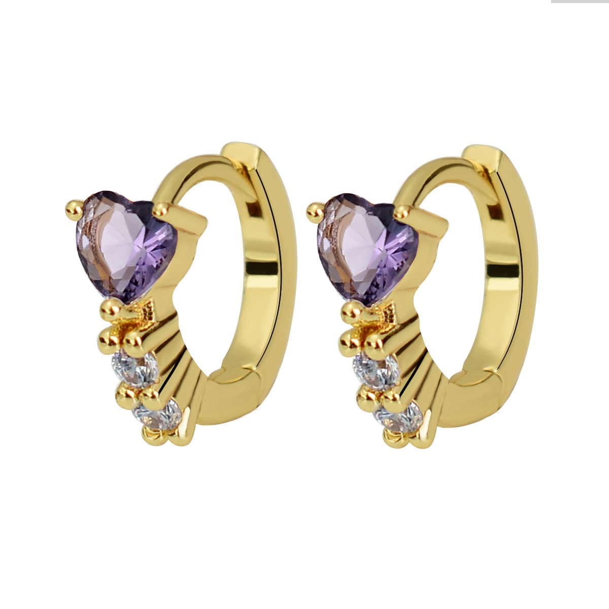 Pendientes Huggies púrpura blanco verde azul rojo corazón cuadrado Color plata pendientes de aro pequeños para mujeres niñas joyería de boda
