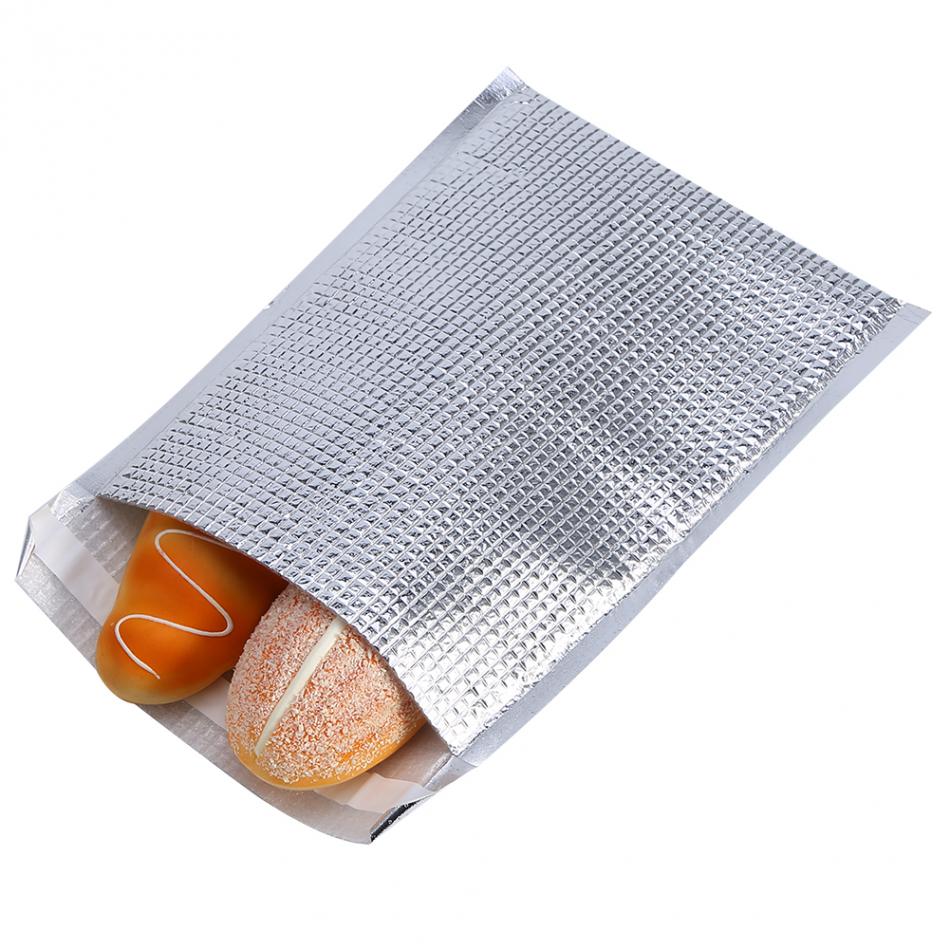 10 Stks/set Aluminiumfolie Geïsoleerde Voedsel Opbergtas Winter Warm Houden Outdoor Picknick Tas Thermische Koeler Fast Food Snack Bag