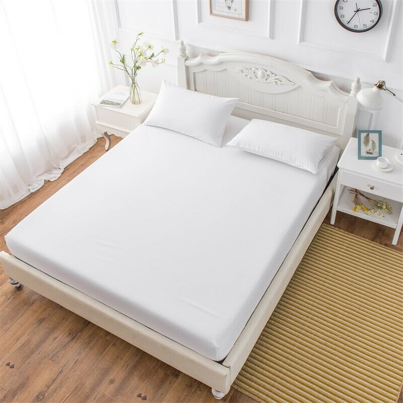 Katoenen hoeslaken met elastische banden voor kingsize bed, antislip en