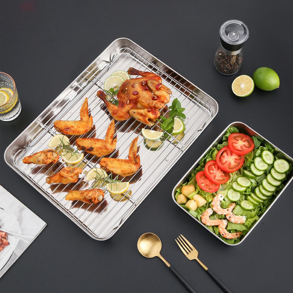 Baking Tray with Removable Cooling Rack Set Stainless Steel Baking Pan Sheet Non Toxic , Used For Oven, BBQ Tray Dishwasher Safe