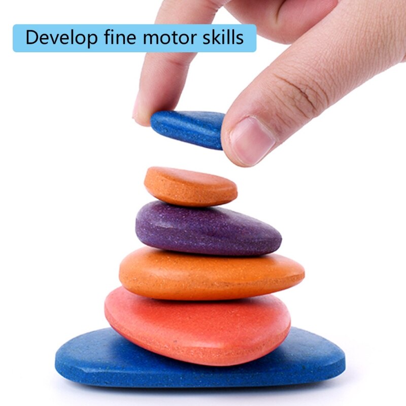 Rainbow Pebbles Puzzles Educational Toys Stones Stacking Game For Children Early Learning Math