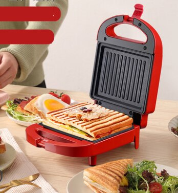 220V Household Electric Sandwich Maker Non-stick Breakfast Waffle Baking Pan Pot Pink/Red Color Available: 220V red / EU