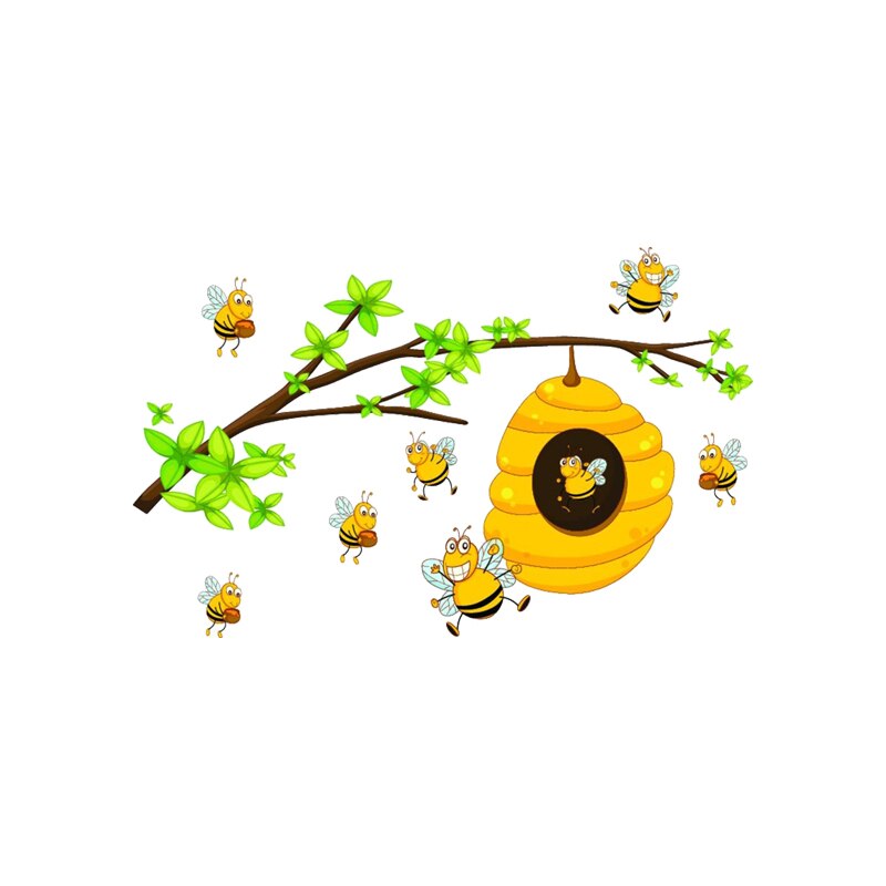 YOJA-pegatina de dibujos animados para asiento de inodoro, pegatina de pared para decoración del hogar, T5-0952, abejas y panales, 22,2 x 14cm