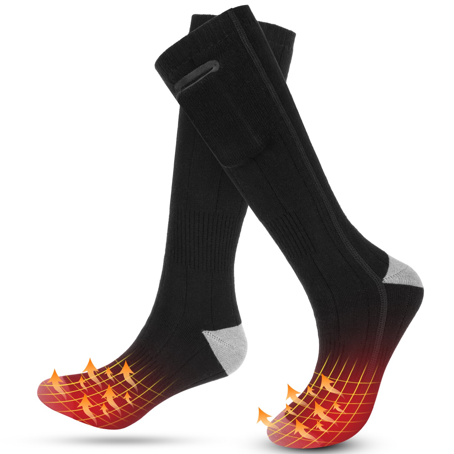 Vinter opvarmningssokker genopladelige elektriske opvarmede sokker vandtætte batteridrevne varmestrømper bærbare opvarmning varme sokker voksne: Sort