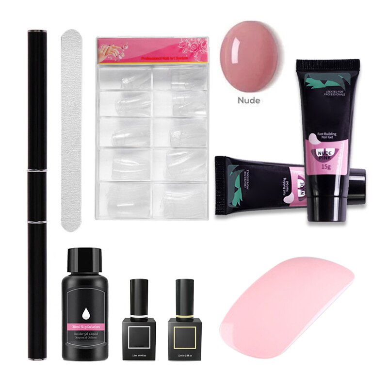 Private Salon Extension Nail Kit Fast Crystal Nail Extension Gel Kit Beginner Set NOV99: skin color