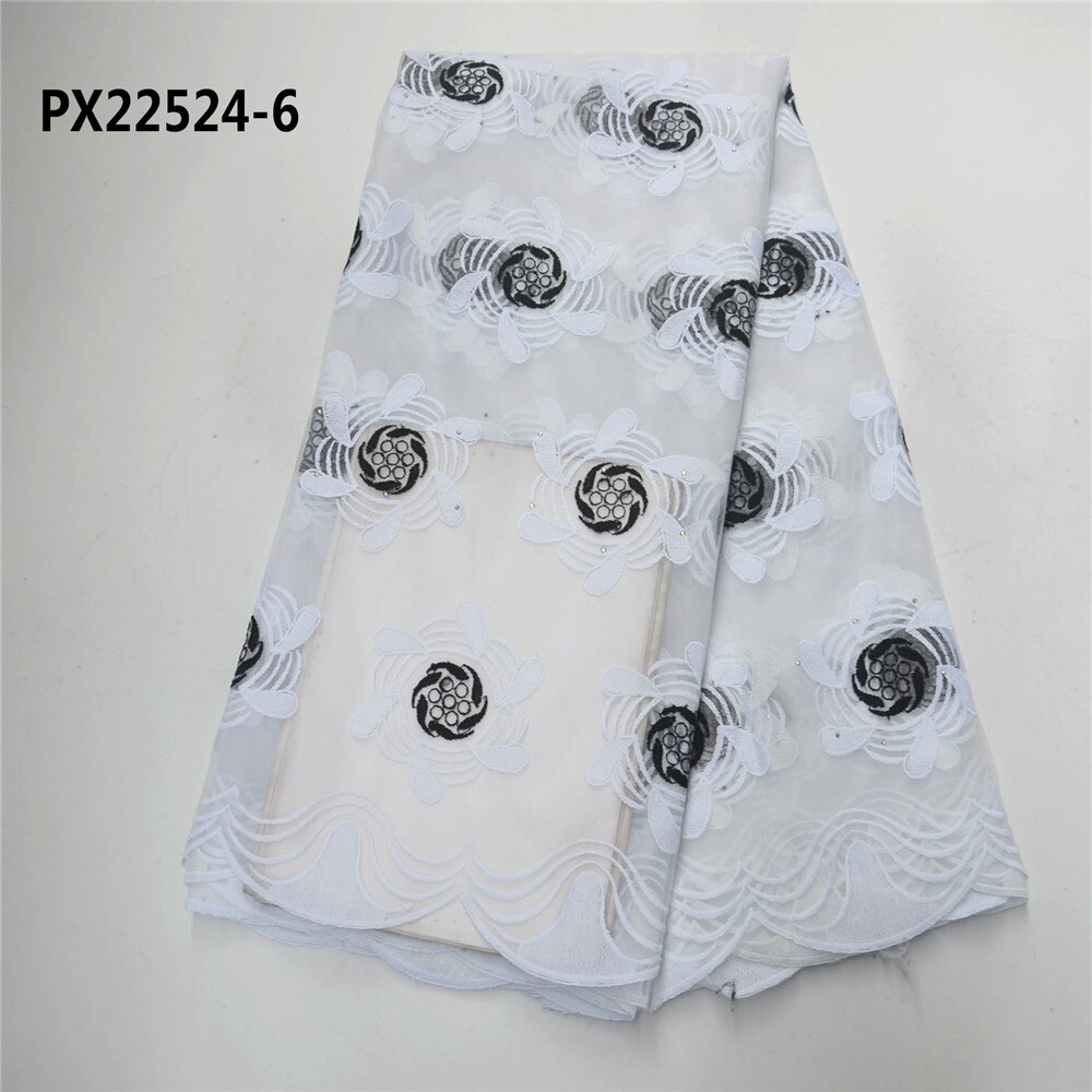 Nigeria white mesh lace embroidery fabric party dress: 6