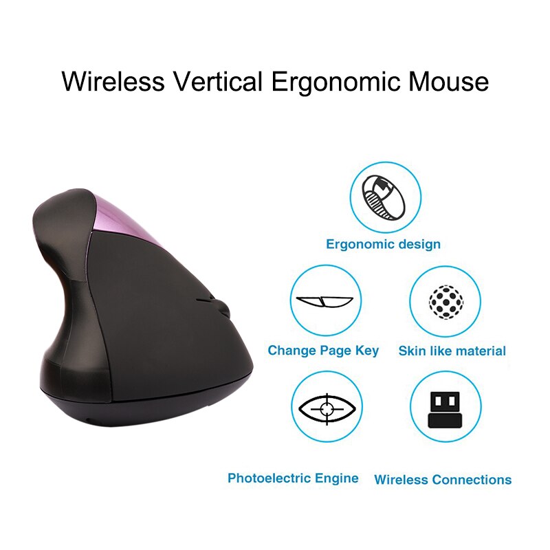 Oplaadbare Ergonomische Verticale Draadloze Muis Met Usb-ontvanger 800 1200 1600 Dpi Ergonomico Raton Inalambrico Ordenador Muizen