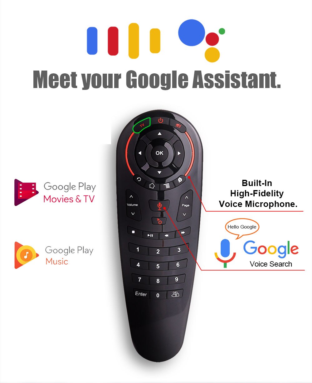 Télécommande g30 voix,  g30s souris aériennes, 2.4g mini claviers sans fil, gyroscope d'apprentissage infrarouge, assistant google pour android tv box pc: G30s