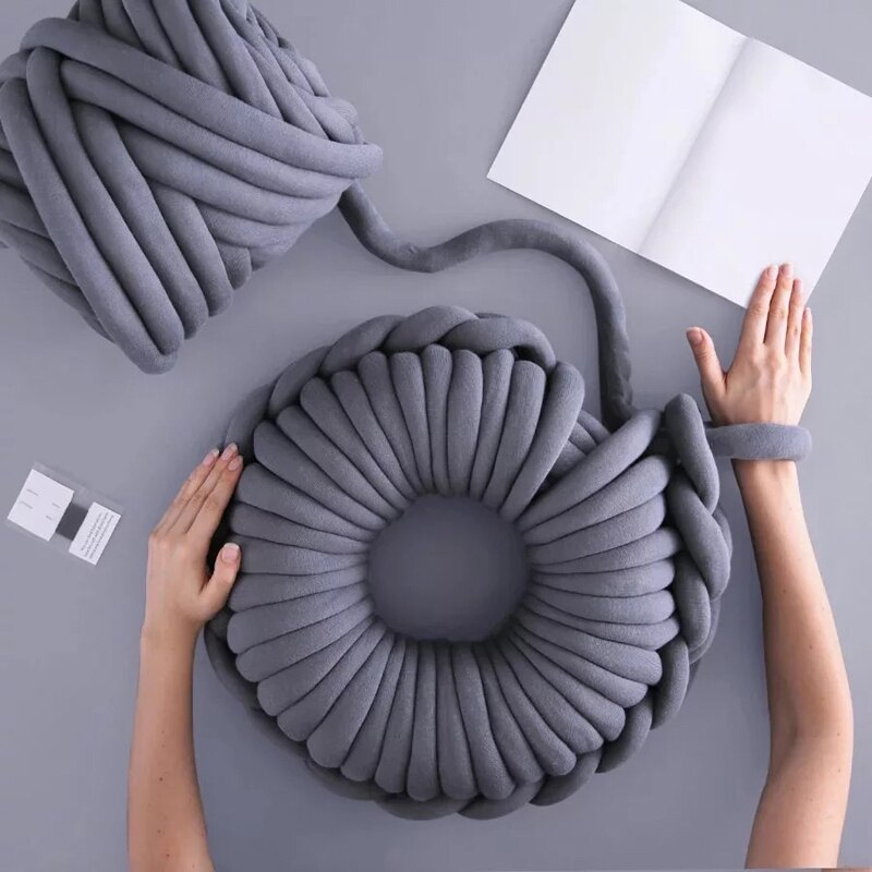 500g super tykt tykt garn bomuldsrør garn merino uld alternativ diy voluminøs arm strikning tæppe hånd strikning spin garn