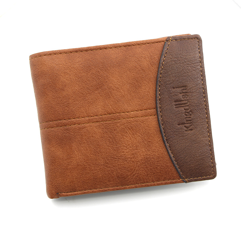 Portefeuille homme européen et américain court en relief Horizontal portefeuille portefeuille grande capacité portefeuille en cuir synthétique polyuréthane portefeuille: Dark brown
