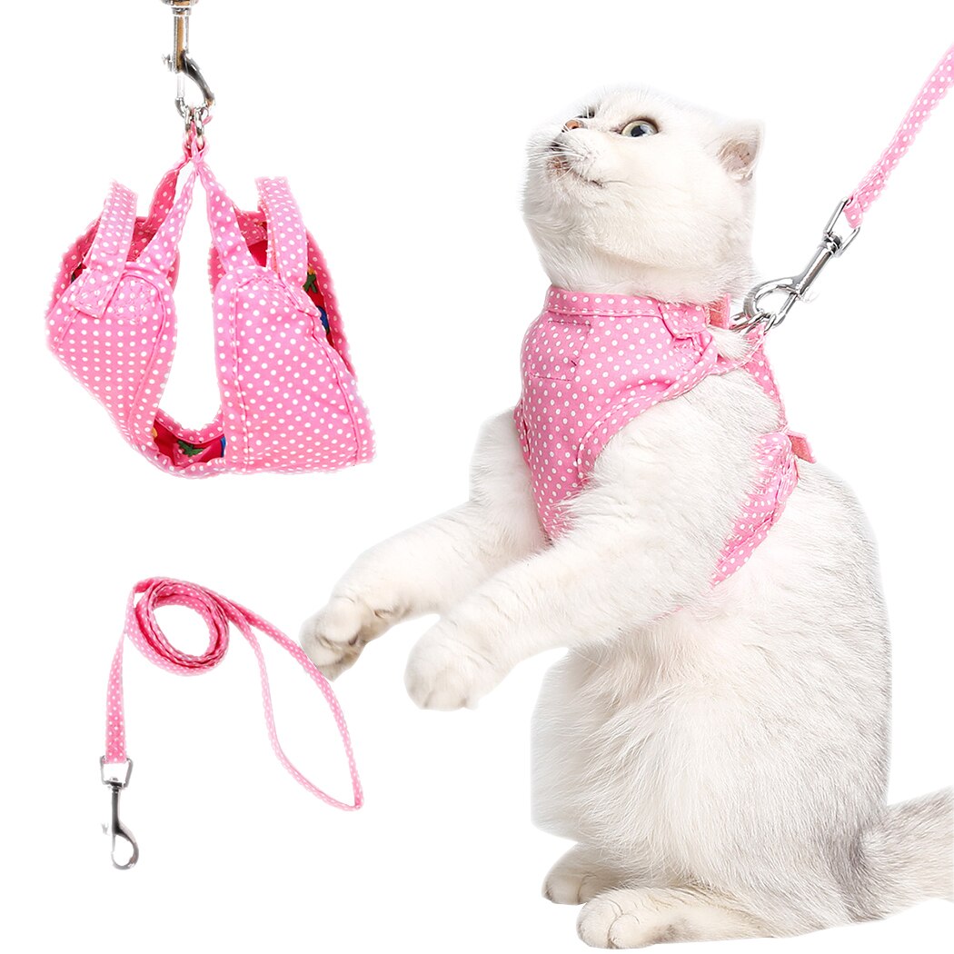 Adjustable Cat Harness Vest Walking Lead Leash Kitten Collar Cotton Harness Cat Walking Jacket For Small Cat Pet