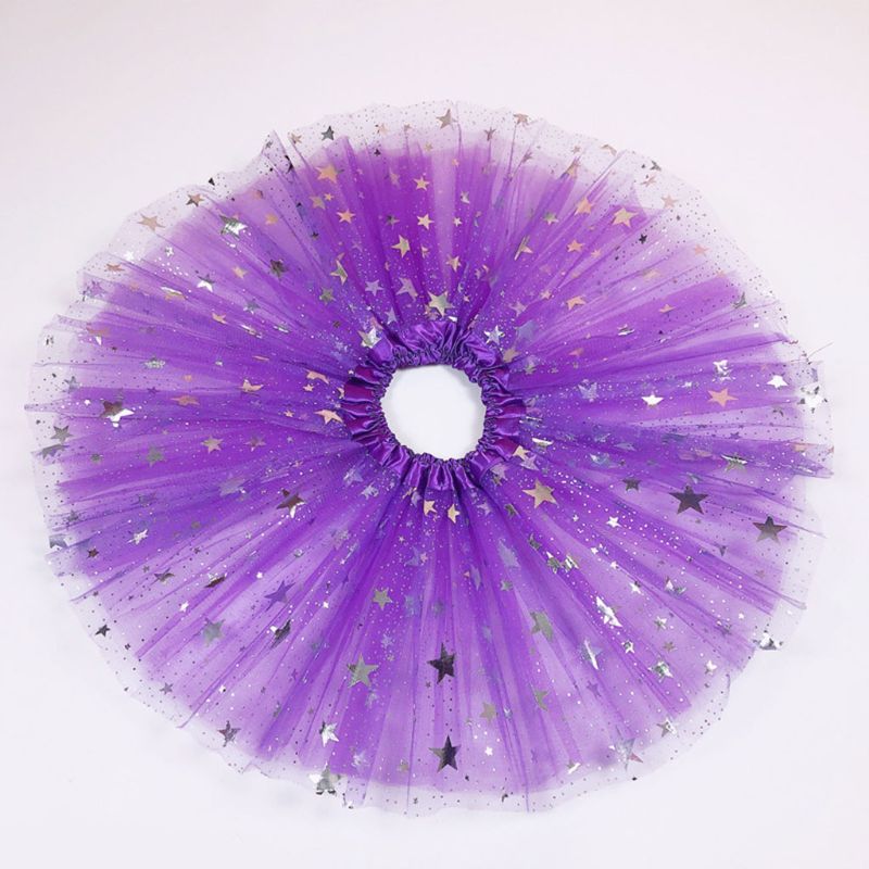 Crianças meninas 3 em camadas ballet dança tutu saia glitter estrela lantejoulas princesa multicolorido malha tule vestido pettiskirt carnaval festa