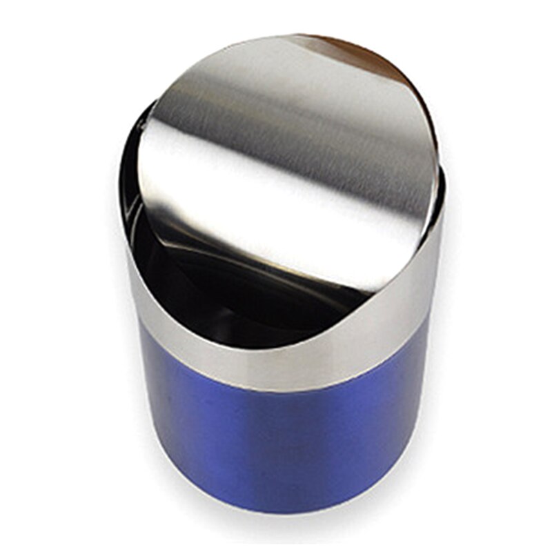Stainless Steel Trash Bin 1.5L Mini Car DustBin Swing Lid Kitchen Worktop Waste Rubbish Trash Can
