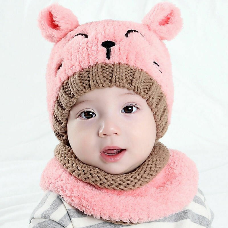 Baby peuter meisjes jongens warme muts winter muts capuchon sjaal oorkleppen gebreide muts baby muts set