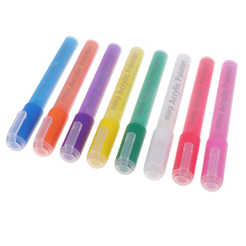 8 farver / sæt akrylmaling markører kunst permanent maleri pen tuschpen