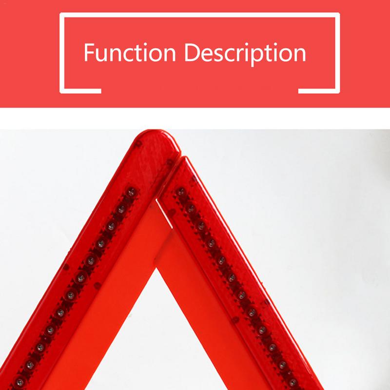 Car Tripod Auto Reflective Warning LED Light Triangle Sign Eye Catching Parking Safety Sign ABS Non-slip Anti Blow Away Durable