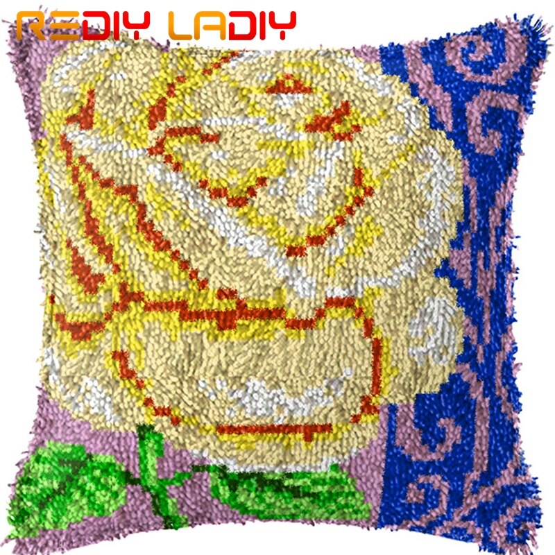 Loquet Crochet coussin coquelicots pré-imprimé toile coussin avant acrylique fil Crochet taie d'oreiller Kits canapé-lit oreillers décor à la maison: BZ917