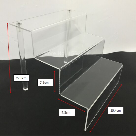 Clear Acryl Dessert Plank Plexiglas Cupcake Stand 3 Tier Display Riser Rack Met Perspex Staaf 75mm Diepte Elke Tier