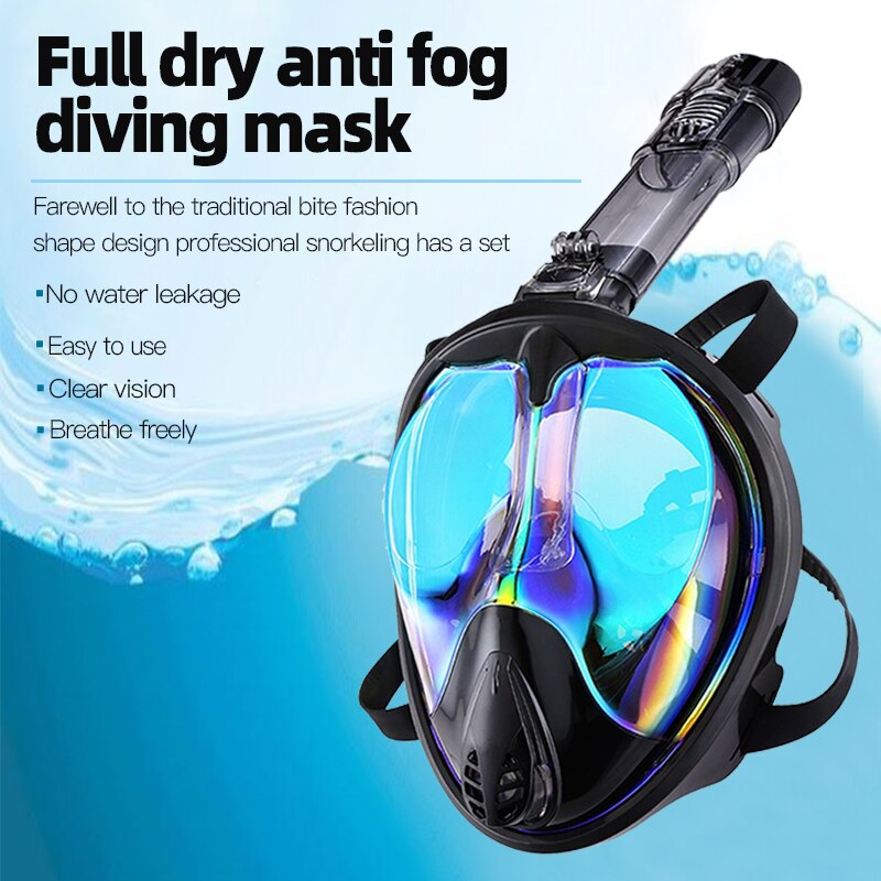 Coated anti fog snorkeling mask Full Face Mask Dry Style swimming goggles Diving Equipment Silicone Diving Accessor