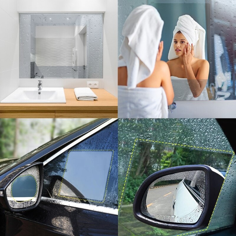 2 Stck Auto Seite Fenster Spiegel Regendicht Film Anti-Nebel Klar Schutz Aufkleber Y4UA
