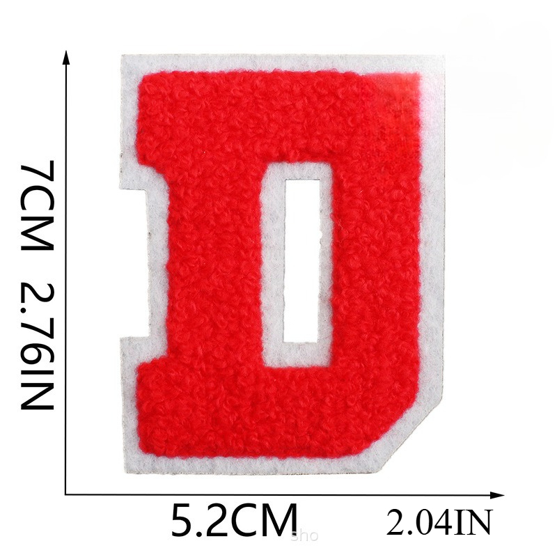 7Cm White Background Red Character Embroidery Cloth Sticker English Letters Towel Embroidery Patch Sticker Computer Embroidery