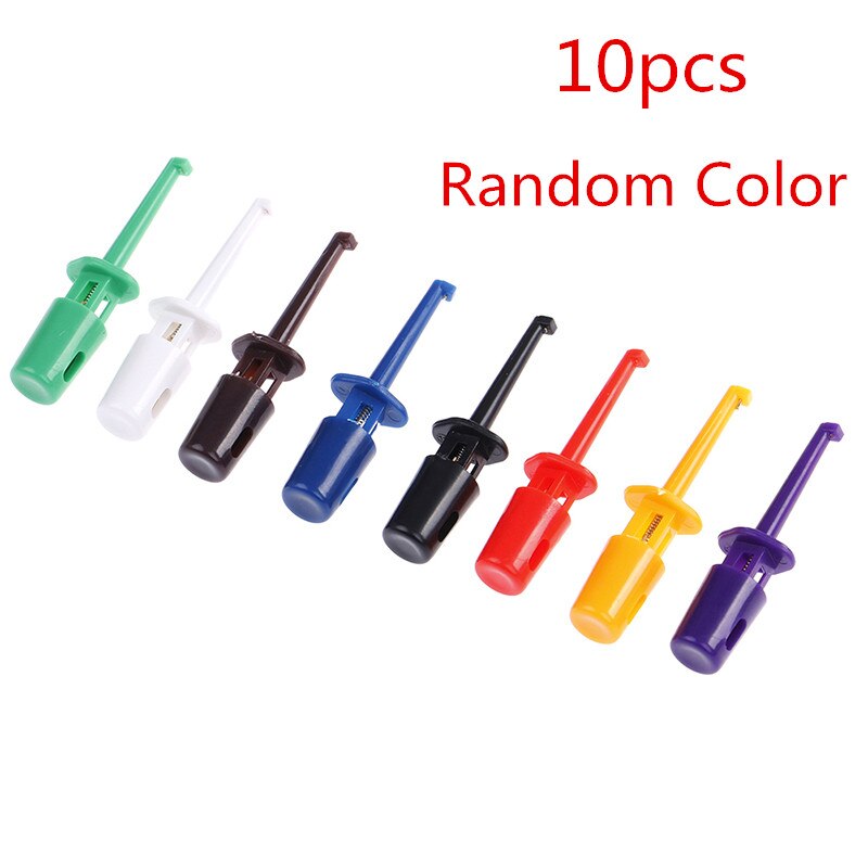 ! 10PCS Mini Single Test Hook Clips Test Probes For Electronic Testing IC Grabber Large Round Crocodile Clips Hook Test Clips: Random 10pcs