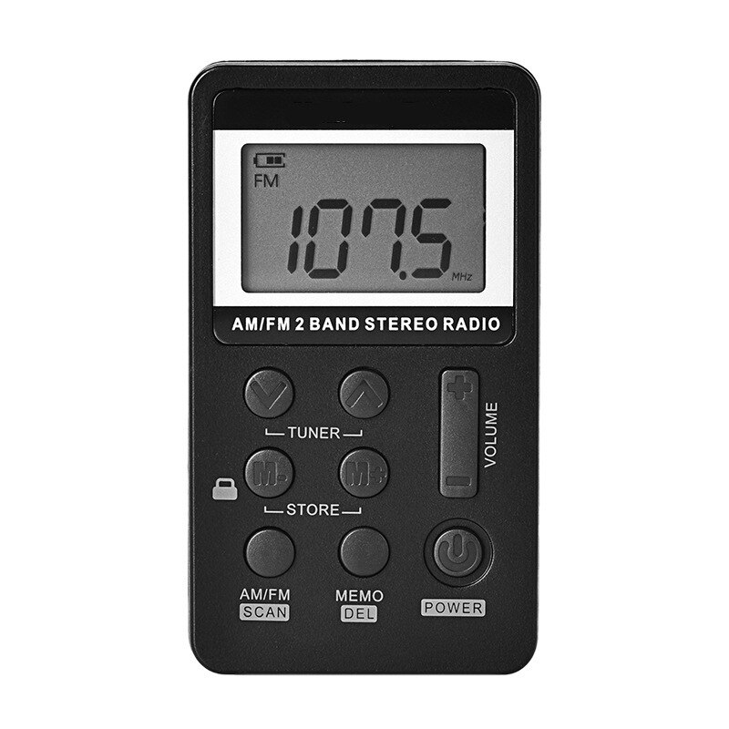 Ams-personal digital am fm radio, am fm kompakt transistor radio indbygget antenne med høretelefon til gå jogging: Default Title