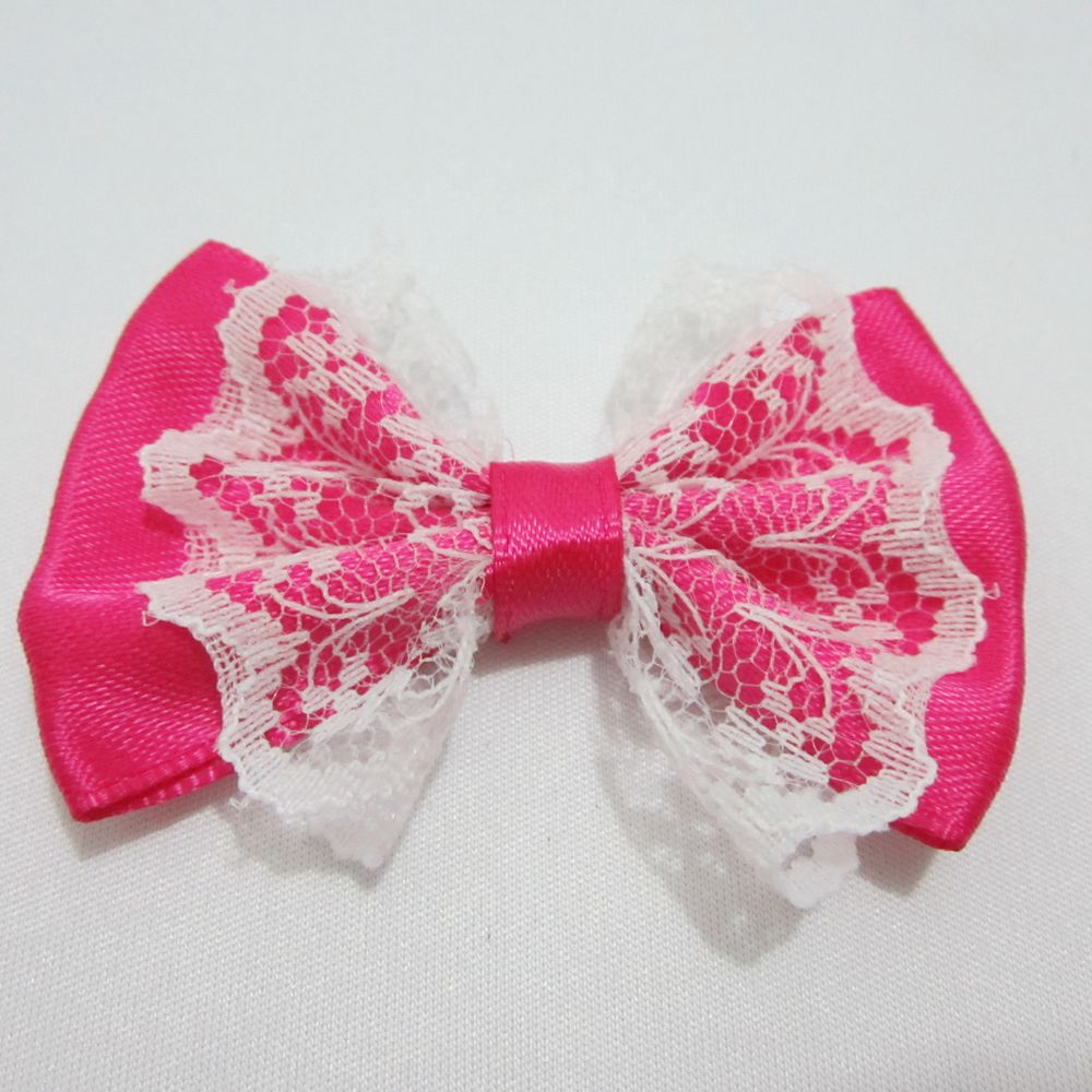 10 stuks/partij 55mm*35mm organza satijnen lint strik applicaties knutselen diy bruiloft  a01: Rozenrood