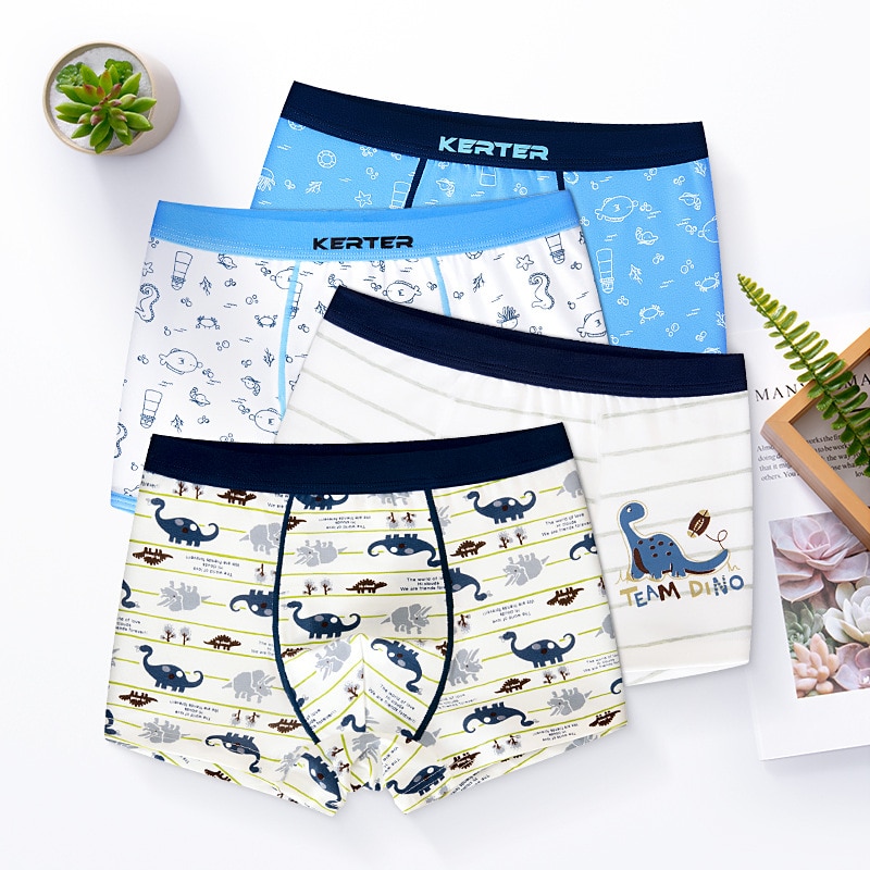 Goocheer 2Pcs/Set Kids Boys Underwear Dinosaur Printing Boxer Cotton Children's Underwear Boys Boxer Briefs