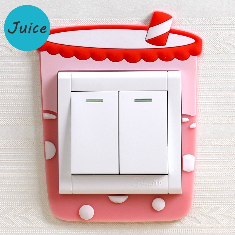 3D Silicone On-off Switch Sticker Luminous Switch Wall Stickers Cute Cartoon Children Bedroom Fluorescent Switch Home Decoration: Juice