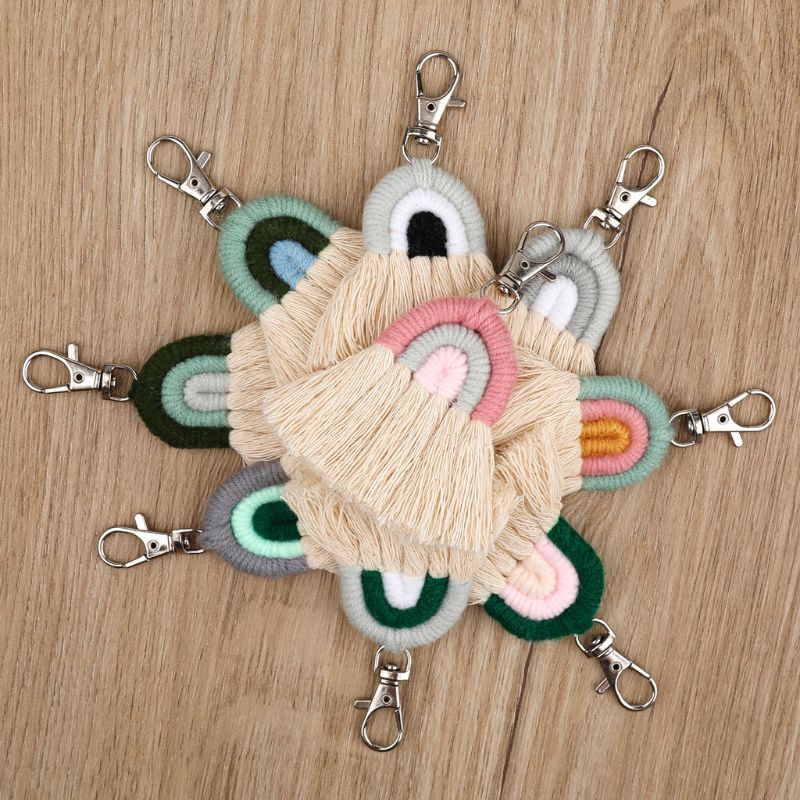 Weven Regenboog Sleutelhangers Handgemaakte Auto Sleutelhanger Dames Auto Bag Charm Accessoires