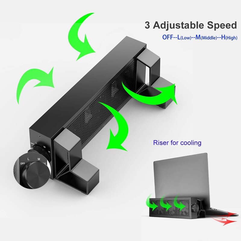 Jiushark Laptop Fan Cooling Pad Aluminium Laptop Cooler Stand Met 3 Rgb Led Light 3 Verstelbare Speed Usb 2.0 Voor gaming, werken