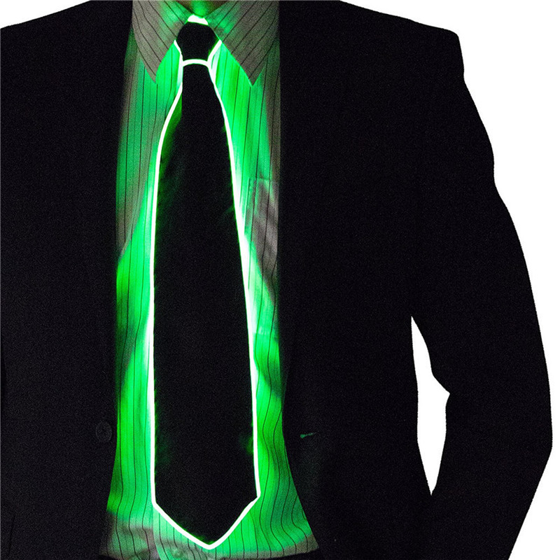 Men Glowing Tie EL Wire Neon LED Luminous Party Haloween Christmas Luminous Light Up Decoration DJ Bar Club Stage Prop Clothing: green
