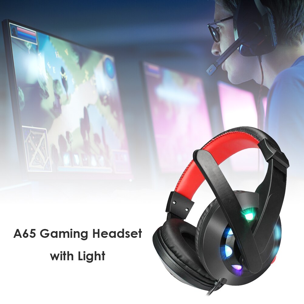 Gaming Headphone 3.5mm Wired Headset Stereo Deep Bass Over-Ear Headphone with Microphone for Laptop Tablet Gamer