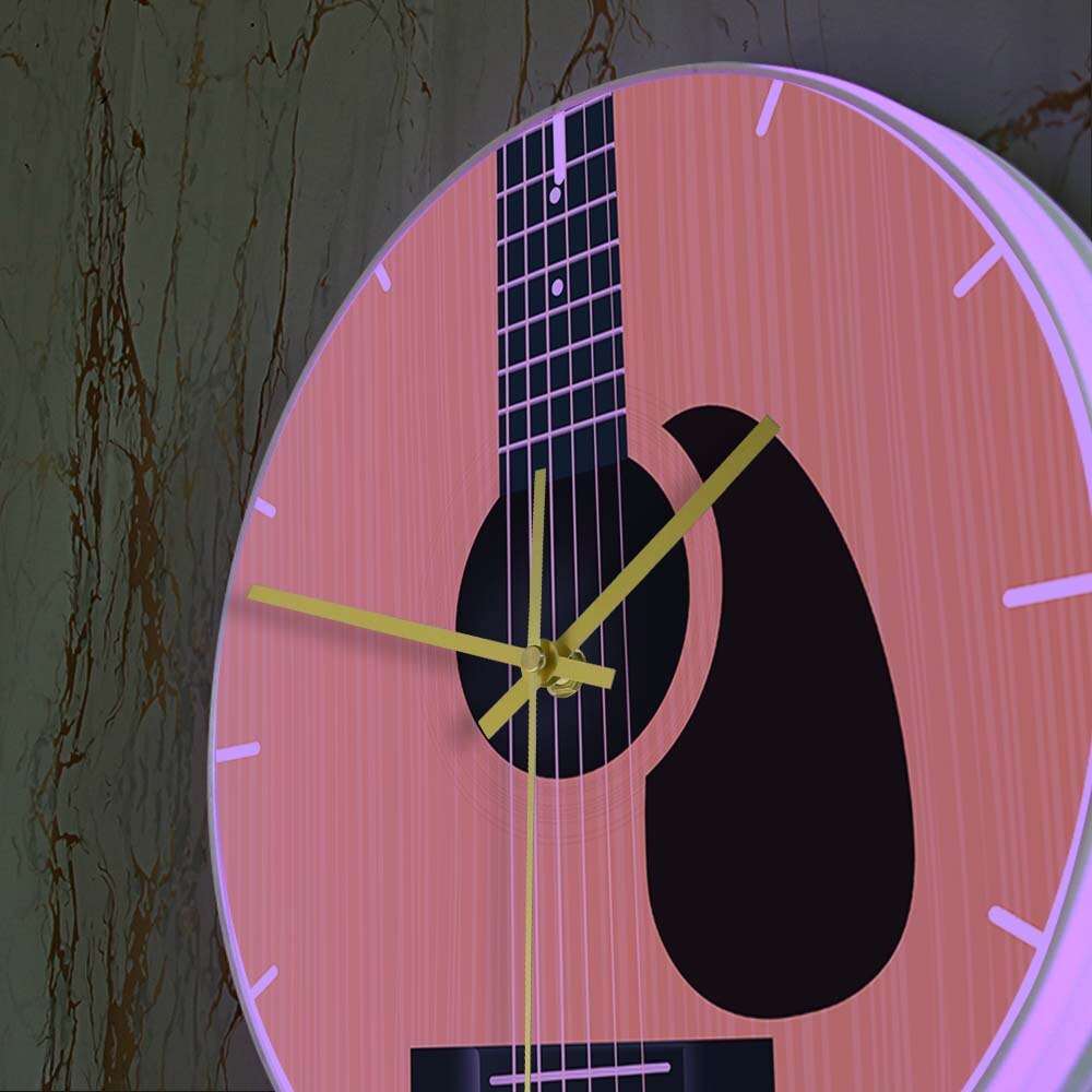 Akustische Gitarre Dekorative Wanduhr Musik Instrument Minimalistischen Wohnkultur Stille Zauberstab Uhr Musiker Studio Gitarrist