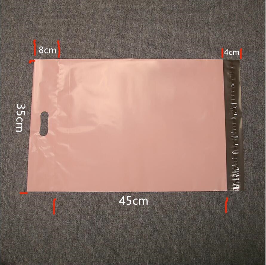 50pcs Pink Mail Bags With Handle Poly Mailer Packaging Envelopes With Self Seal Courier Storage Bags: 35x45cm