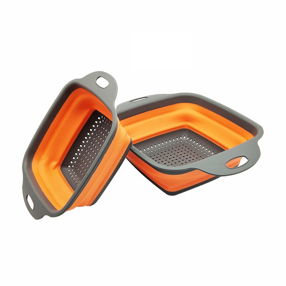 Vergiet Afdruiprek Opvouwbare Zeef Fruit Groente Wassen Opslag Mand Silicone Inklapbare Afdruiprek Mand Keuken Gereedschap: Oranje / S