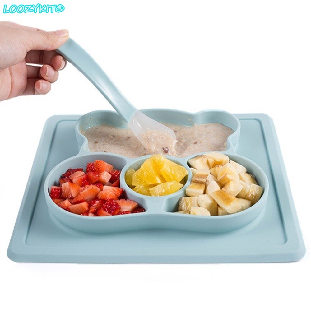 Silicon Cartoon Plate Infants Supplementary Food Box Baby Learning Plate BPA Free