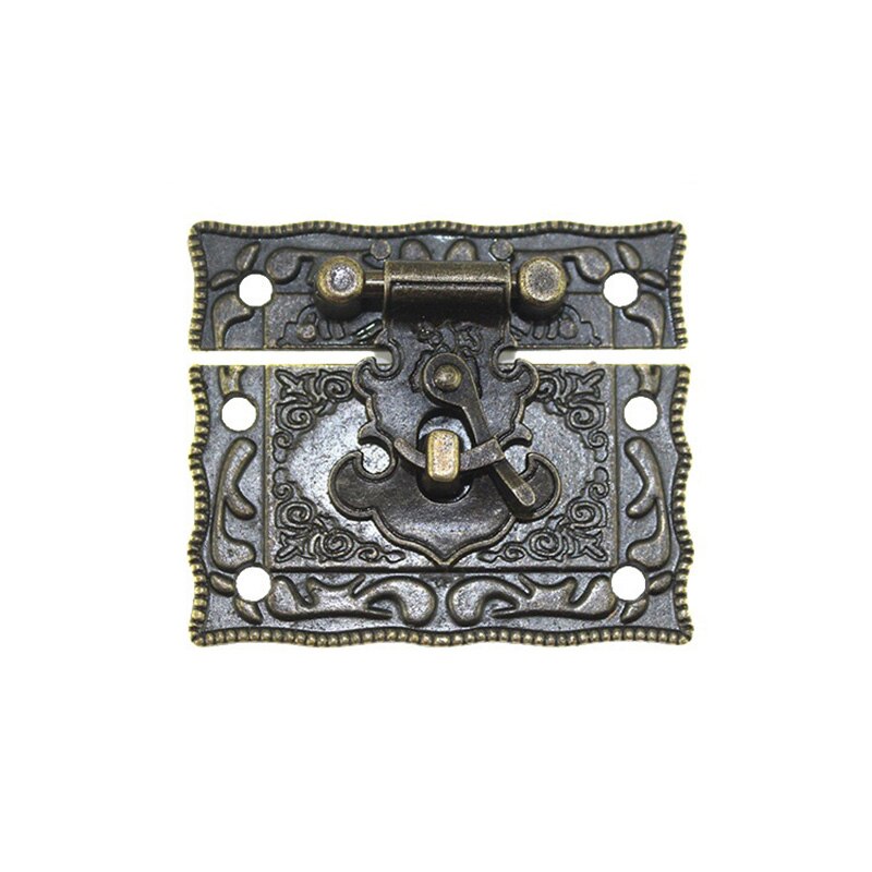 Antik messing trækasse hasp vintage stil dekorative smykkeskrin kuffert hasp låsekrog møbler spænde lås lås: S