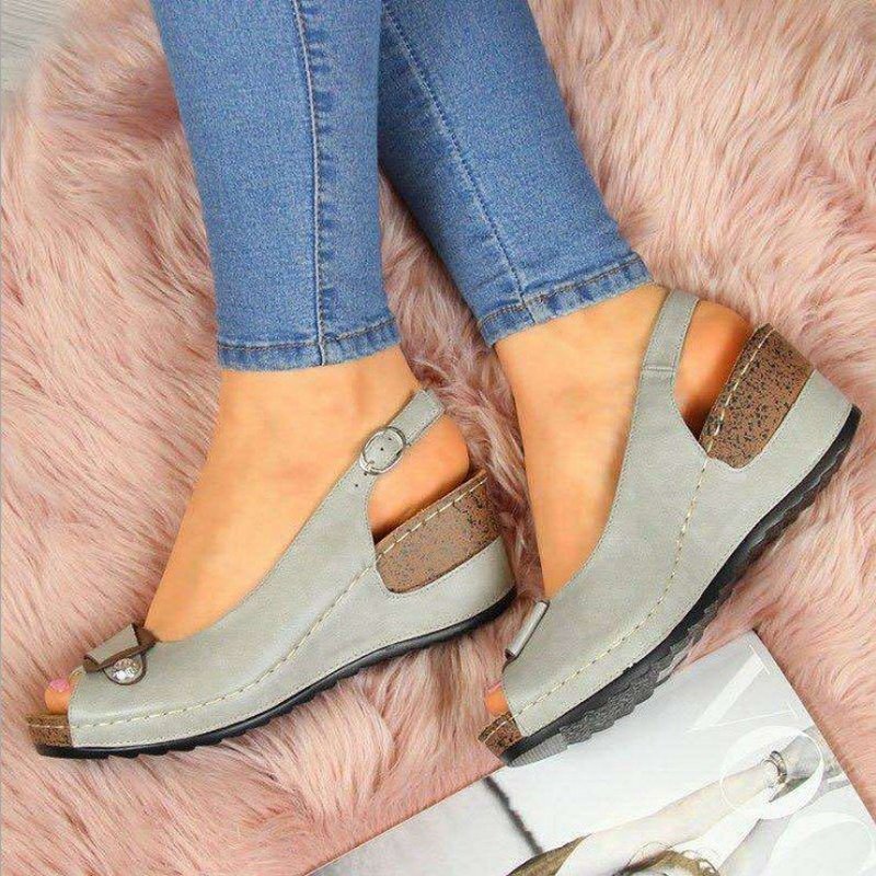 Rome Casual Sandalen Vrouwen Wiggen Sandalen Pompen Enkel Gesp Open Teen Vis Mond Med Zomer Vrouwen Schoenen Wiggen schoenen