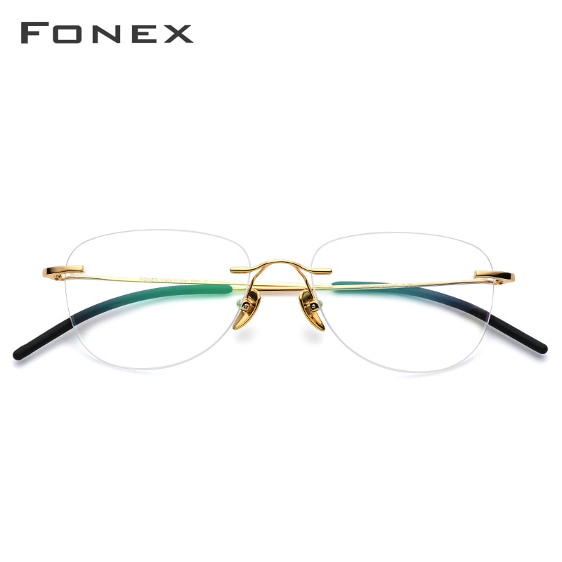 Montura de gafas sin montura de titanio puro FONEX B, gafas graduadas para mujer, monturas ópticas para miopía, nuevas gafas ovaladas Vintage para hombre 855