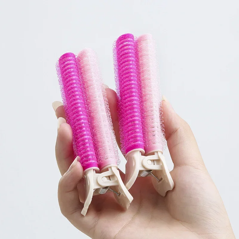 Heatless Hair Rollers Curlers Bangs Hair Root Volume Clip Fluffy Clips Portable Korean Hair Accessories for Women: Pink
