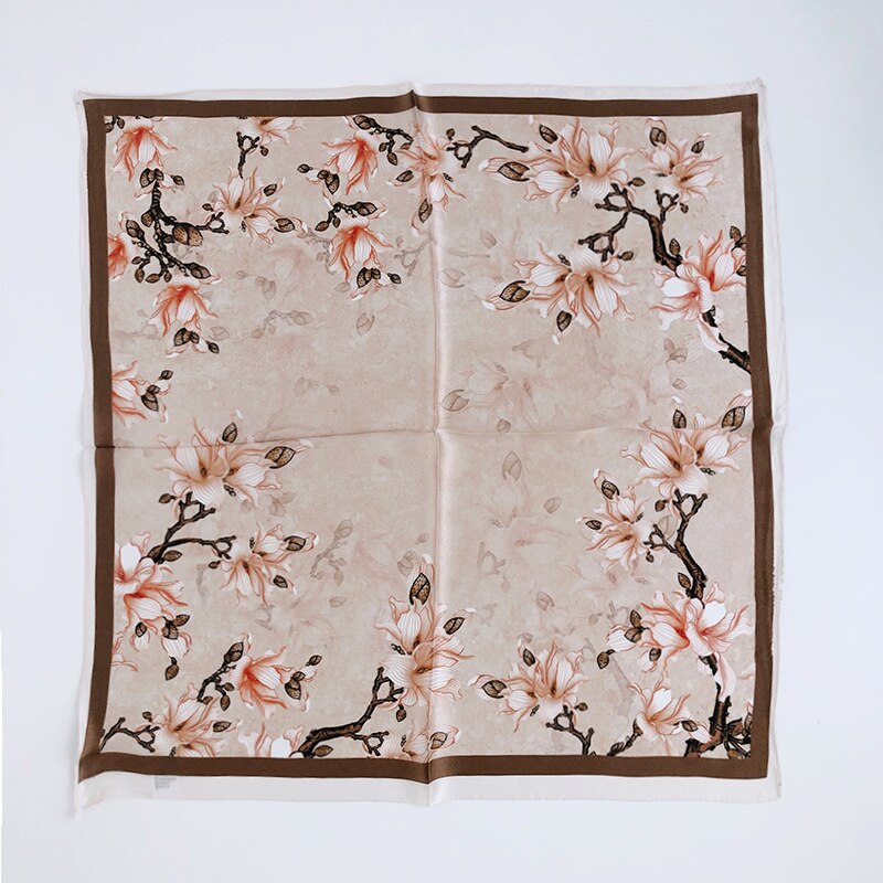 Silketørklæde kvinder hals hår foulard bandana firkantet lille pandebånd hijab 53cm poncho tørklæder pashmina: Se diagram 2