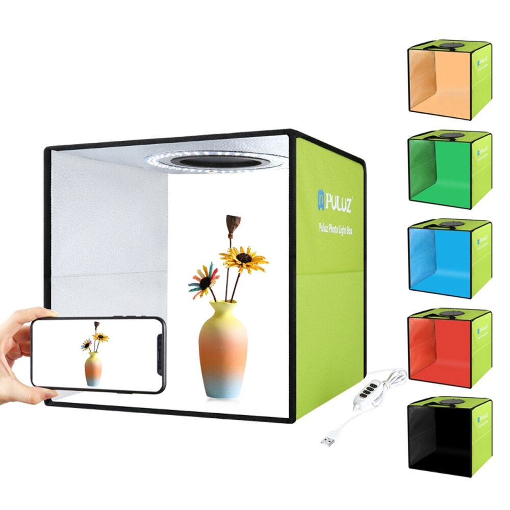 PULUZ Leuchtkasten Mini Foto Studio Licht Kasten mit 6 farbe Kulissen Foto Schießen Zelt Bausatz LED Licht Zimmer Faltbare Fotografie: Gelb