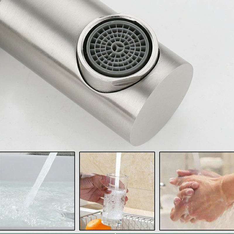 360 Degree Rotating Brushed Deck Mounted Cold Water Mixer Tap Solid Swivel Folding Kitchen Sink Basin Faucet