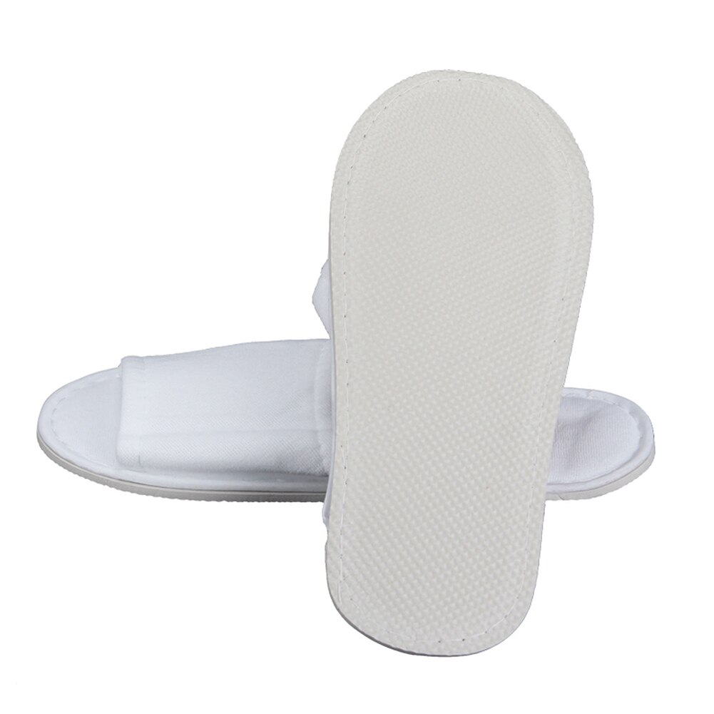 5 paar witte badstof wegwerp slippers voor in hotels, badstof spa feestschoenen