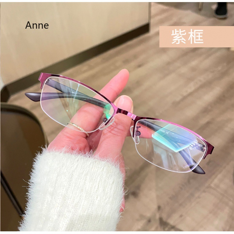 Lunettes de myopie pour femmes, à la , demi-jante en métal, monture ovale pour lentilles de Prescription, lecture очки для зelerin: WHITE / + 50