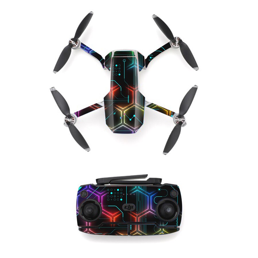 Pegatina de piel de estilo de línea colorida de 13 estilos para Mini Dron DJI Mavic y control remoto, calcomanía de vinilo, cubierta de pieles