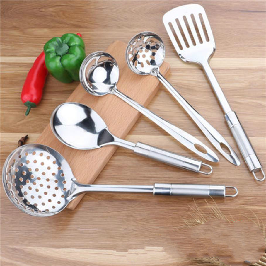 Antirust Cooking Tool Sets 304 Food Stainless Steel Kitchen Tools Gadgets Spatula Colander Soup Spoon Home Healthy Tools E11825: 3